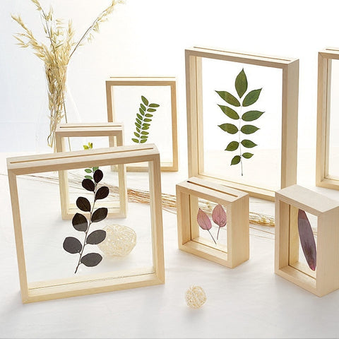 Double Sided Resin Photo Frame  DIY Plant Specimens Solid Wood Frame Wedding Room Desktop Decoration Picture Frames Ornament