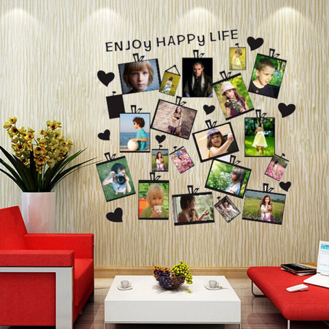 20Pcs Family Picture Photo Frame Wall Sticker Heart Quote Mural Home Decor Decal